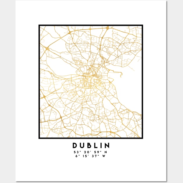 DUBLIN IRELAND CITY STREET MAP ART Wall Art by deificusArt